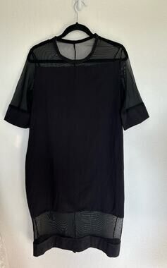 No Brand Black Mesh Oversized 90s T-shirt Dress- OS